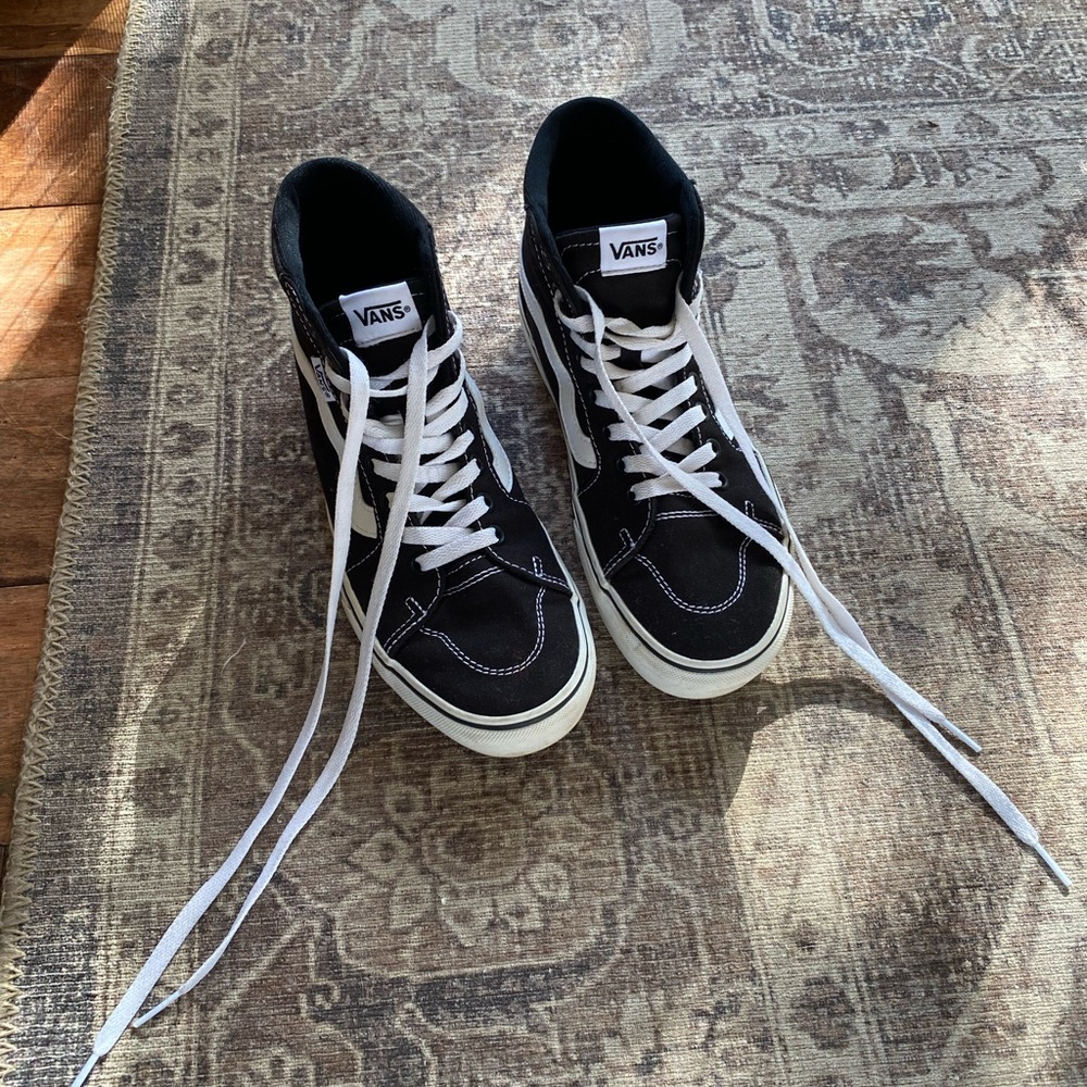 Vans Black and White High-Top Sneakers